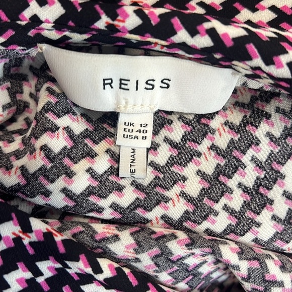 REISS Nia Geometric Print One Shoulder Midi Dress Size 8US - Picture 9 of 10